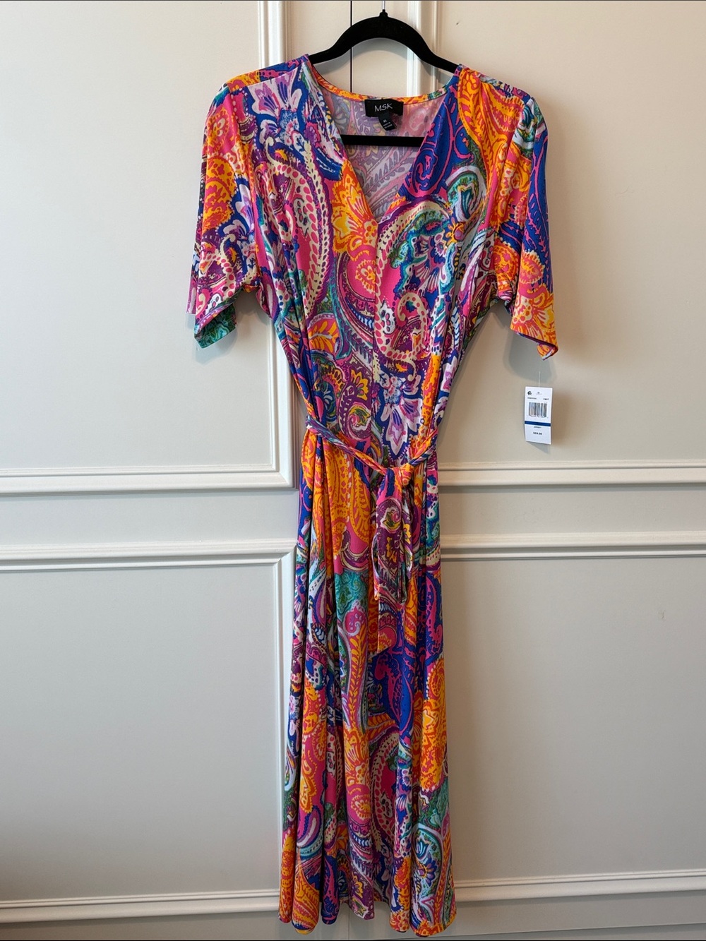 MSK Paisley Wrap Maxi Dress in Pink, Orange & Blue